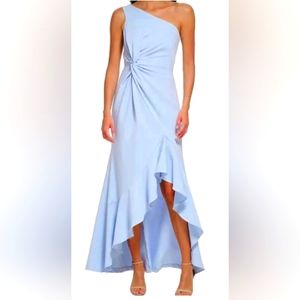 Vince Camuto Ruffle Detail One Should High Low Grow Blue Size 12 New NWT